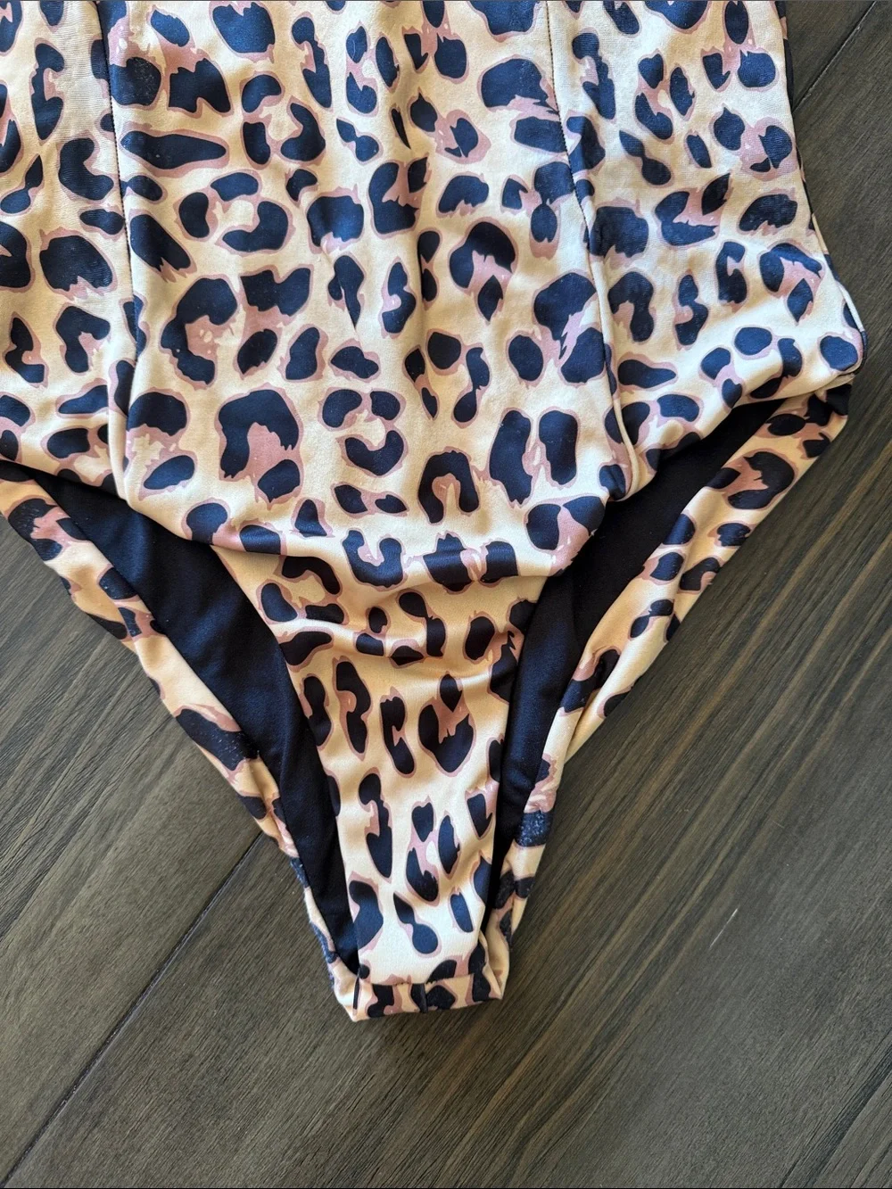 Yandy Leopard Print One-Piece Swimsuit in Tan and Black